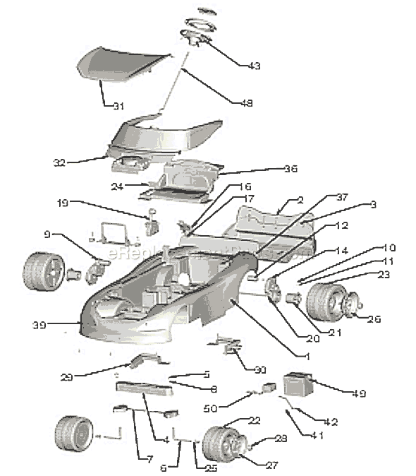 Page A Diagram and Parts List for L7822  Power Wheels Ride-On Cars